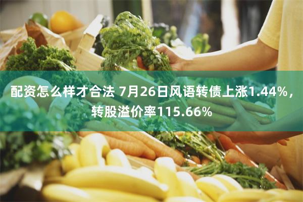 配资怎么样才合法 7月26日风语转债上涨1.44%，转股溢价率115.66%