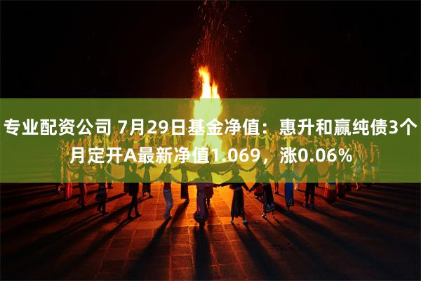 专业配资公司 7月29日基金净值：惠升和赢纯债3个月定开A最新净值1.069，涨0.06%