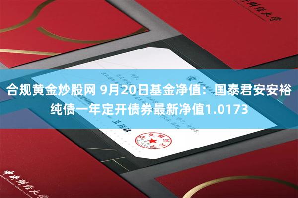 合规黄金炒股网 9月20日基金净值：国泰君安安裕纯债一年定开债券最新净值1.0173